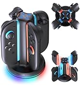 TRANSNOVO Charging Dock for Nintendo Switch 2 Joycons, 4 in 1 Dual-Side Magnetic Fast Controller ...