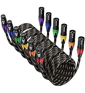 XLR Cable, Microphone Cables 25ft 6 Pack, BEZOKABLE Braided XLR Male to Female 3 Pin Colorful Con...