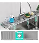 24 Inch Longer Faucet Mat for Kitchen Sink [5° Slope Fast Self-draining]Bathroom Kitchen Sink Spl...
