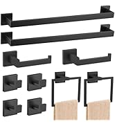 10-Pieces Matte Black Bathroom Accessories Set, 23.6 Inch Bath Towel Bar Stainless Steel Hardware...