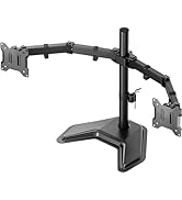 monTEK Stable Freestanding Dual Monitor Stand for 17–32” Computer Screens, Heavy-Duty Desk Mount ...