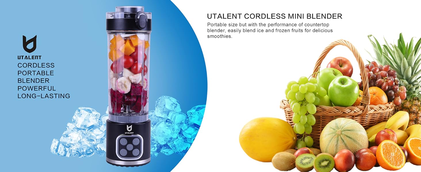 Portable size but easily blend ice and frozen fruits for delicious smoothies.