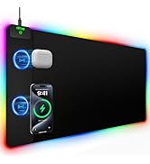 Mouse Pad with 15W Magnetic Wireless Charging 31.5x15.75 Inch, RGB Mousepad for Desk Mat, XXL Des...