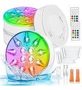Pool Lights with Remote, Waterproof Underwater Rechargeable Submersible LED Lights for Above Grou...