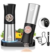 ABLEGRID Gravity Electric Salt and Pepper Grinder Set,Rechargeable Automatic Salt &amp; Pepper Mill G...