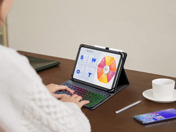 Universal Tablet Backlit Keyboard Case Black - 26