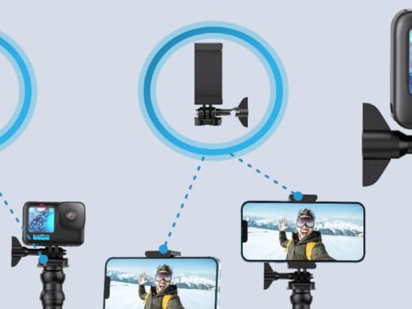 Motorcycle fence table desk camera mounting kit to attach action cam like go pro session silver 