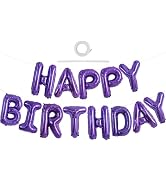 TONIFUL Purple Happy Birthday Balloons Banner 16 Inch Mylar Foil Letters Birthday Sign Banner Bun...