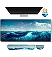 AIMSA Keyboard Mouse Pad Wrist Rest, Extended Gaming Mouse Pad +Wrist Support, Ergonomic Memory F...