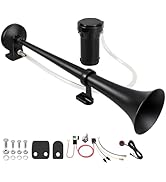 Train Horn for Truck 150db 12V, Super Loud Black Single Trumpet Truck Air Horn with Compressor, s...
