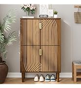LunaThreads Shoe Storage Cabinet with 2 Flip Drawers,Free Standing Shoe Cabinet with Metal Handle...