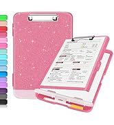 Sooez Glitter Clipboard with Storage, High Capacity Clip Boards 8.5x11 with Pen Holder, Cute Clip...
