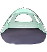 WhiteFang Beach Tent Anti-UV Portable Sun Shade Shelter for 3 Person, Extendable Floor with 3 Ven...