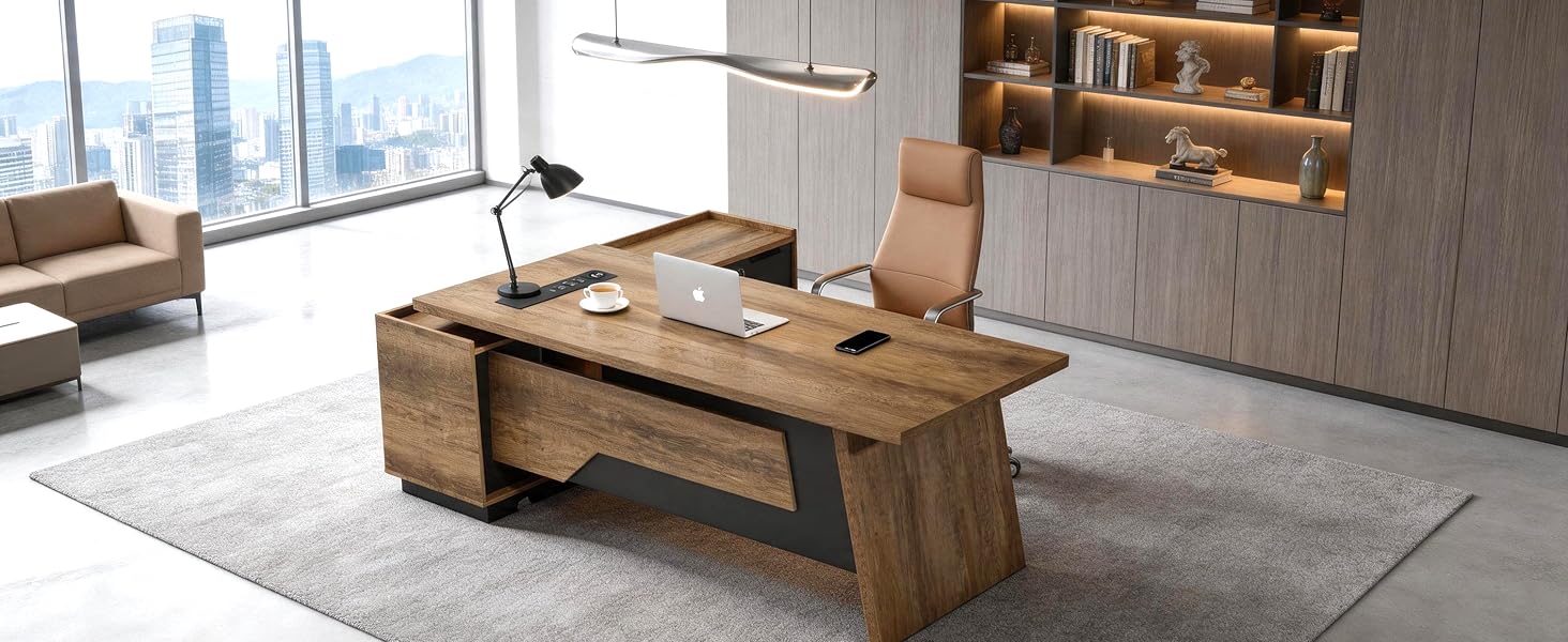 SAINTCY L-Shaped Executive Desk