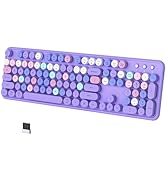 COVEVA Colorful Wireless Bluetooth Keyboard, 2.4G &amp; Dual Bluetooth Multi-Device Keyboard, Typewri...