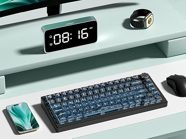 Haze Blue Clear keycaps,Transparent MDA keycaps,Ceramic Jelly Key caps Set,Shine Through Key caps