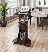 Techni Mobili Sit-to-Stand Rolling Adjustable Storage Medical Laptop Computer Cart, Chocolate, B005