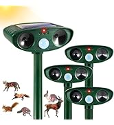 Solar Ultrasonic Animal Repeller Outdoor Deer Repellent Devices Waterproof with Motion Sensor,Eff...