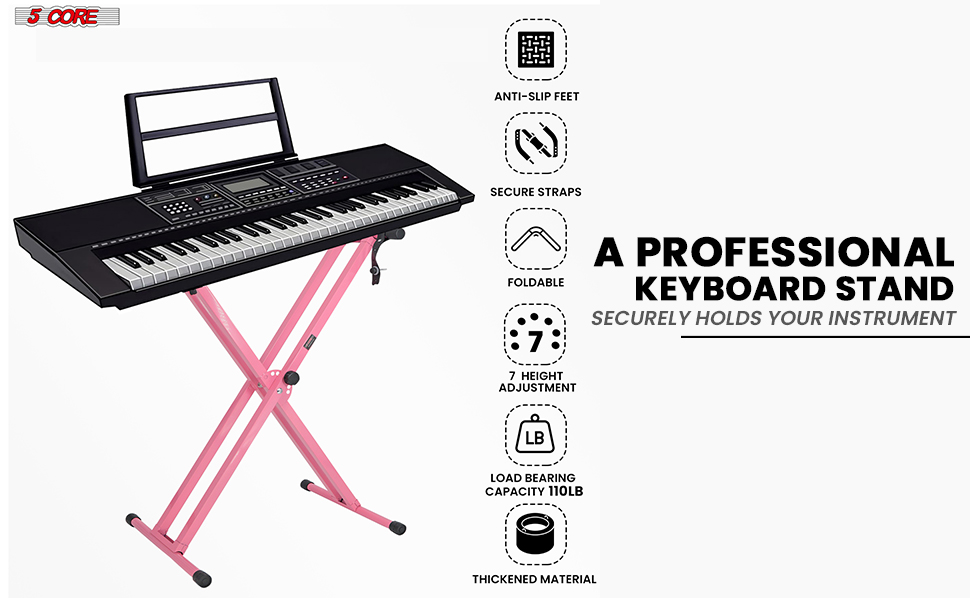 Keyboard Stand Single X Style 7 Adjustable Digital Electric Piano 61 76 88 Keys