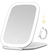 NEZZOE Travel Mirror with LED Light, Rechargeable Portable Lighted Makeup Mirror, 3 Lighting Mode...