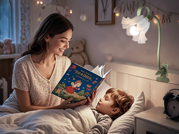 Floral shade of this reading clip on lamp is made of high quality acrylic for soft and clear light