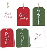 Modern Christmas Gift Tags, 48Pcs Christmas Paper Labels with String, 2" x 3" Name Tags for Perso...
