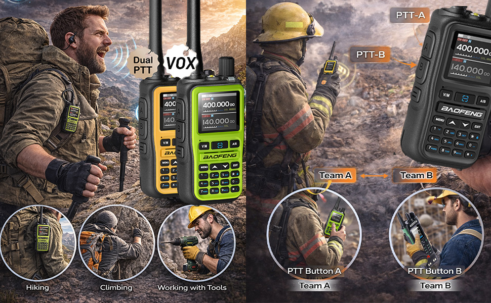 Dual PTT + VOX Hands-Free Communication