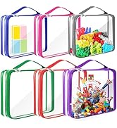AOBOPLE 6 Packs Toy Storage Bags with Zipper,2 Size PVC Clear Toy Organizer Bags with Labels,Toy ...