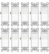Light Switch Rocker,Greencycle 10 Pack 15 Amp Single Pole Light Switch White,SP Paddle Light Swit...
