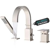 LOCALAND Brass Roman Tub Faucet with Sprayer, Deck Mount Bathtub Faucet with Hand Shower, 3 Hole ...