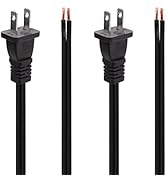 2Pack Power Cord Replacement,6.46Ft Cable 110V 115V 120V 300V Pigtail for Appliance, NEMA 1-15P 2...