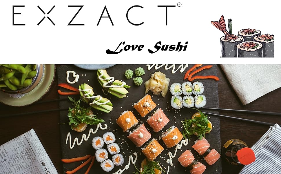 Exzact Chopsticks Gift Set - 5 Pairs of Reusable Natural Bamboo Chopsticks