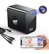 4K Nanny Camera Supports 2.4G&5G WiFi, Mini Hidden Camera Charger with Motion Detection, Night Ve...