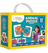 National Geographic Kids Animal Puzzle Games – 50 Matching Puzzle Cards, 4 Educational Matching G...