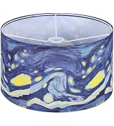 OUTON Large Drum Lamp Shade for Floor Lamps, 16" x 16" x 9", Blue &amp; Yellow | Easy to Assemble, Re...