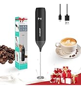 HAUSHOF Powerful Rechargeable Milk Frother, Handheld USB Type-C Electric Foam Maker for Coffee La...