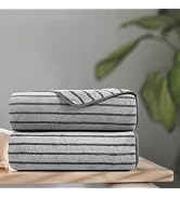 Oliven 2 Piece Gray Cabana Stripe Hand Towels for Bathroom 16"x31" Ultra Soft Breathable Hand Fac...