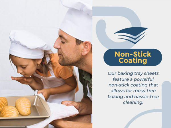 Our baking tray feature a powerful non-stick coating for mess-free baking &amp; hassle-free cleaning