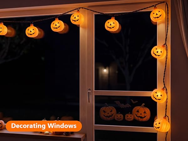 halloween window lights; halloween fairy lights; halloween hanging lights; pumpkin lights waterproof