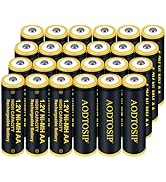 AODTOSIP AA Rechargeable Batteries 24 Pack, High Capacity Double A Battery 700mAh 1.2V NiMH Low S...