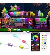 Gaoxun 150ft Permanent Outdoor Lights, RGBW Smart Outdoor Lights for House with 54 LED, APP/Remot...