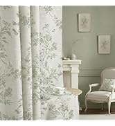 XOGUIBO Floral Blackout Curtains Sage Green Printed Curtains Floral Blackout Curtains Farmhouse B...