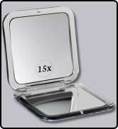 MIRRORVANA Small Compact 15X Magnifying Mirror for Travel - Handheld, Foldable Lightweight