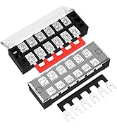 Joinfworld 35A Terminal Block 6 Position Screw Terminal Strip Dual Row with Cover & 6 Position Pr...