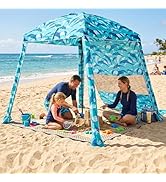 HOMEDEMO 6'×6' Beach Cabana, Beach Canopy Tent Easy Set up and Take Down with Sand Pockets, Big S...