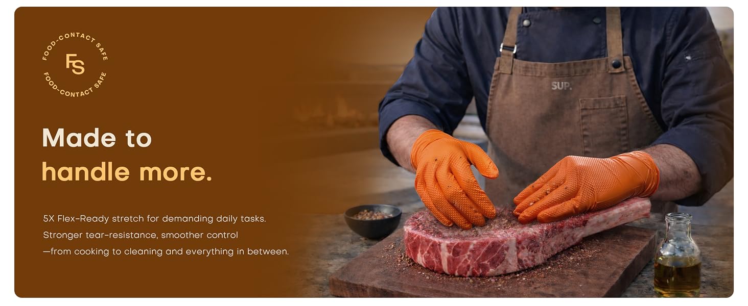 5X Flex-ReadY stretch for daily tasks tear-resistance smoother control cooking to cleaning
