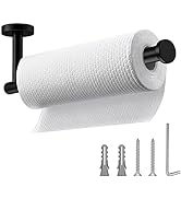 Matte Black Paper Towel Holder,Under Kitchen Cabinet Towel Paper Rack,Wall Mounted Round SUS304 S...