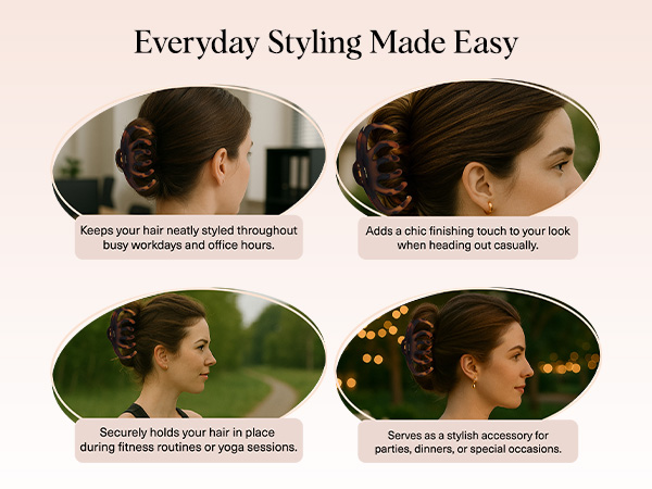 Text reads 'Everyday Styling Made Easy.' Series of eyeglass frame images arranged in a tutorial-style layout with instructional steps.