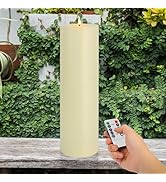 Warmhere 14" x 4" Large Outdoor Candles with Timer Waterproof, Remote Control Flickering Flameles...