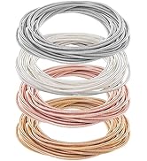 BENECREAT 60Pcs 4 Colors 2-1/4 inch Guitar String Bracelets, Rose Glod Platinum Light Gold Silver...